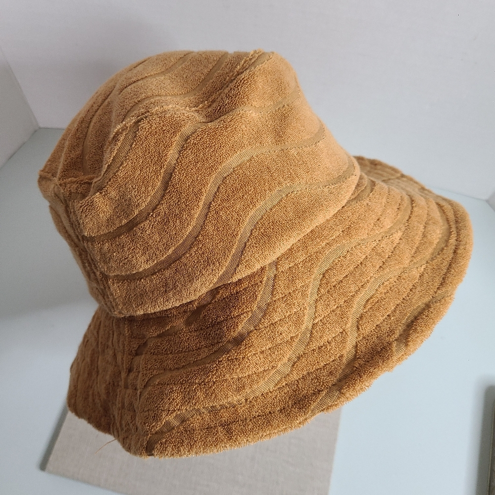 Tan Color Bucket Hat Unisex Wave Pattern Terry Towel Like Texture rubi Australia